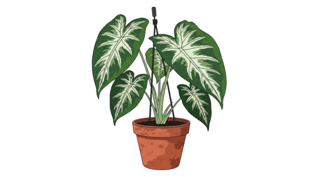 Indoor plant in pot houseplant decor foliage leaf graphic on transparent background