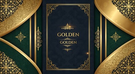 An ornate, dark blue book cover with golden decorative elements and a dark green background.