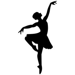 Elegant Ballerina Silhouette in Pointe Pose, Graceful, Dance and Performing Arts Vector Icon