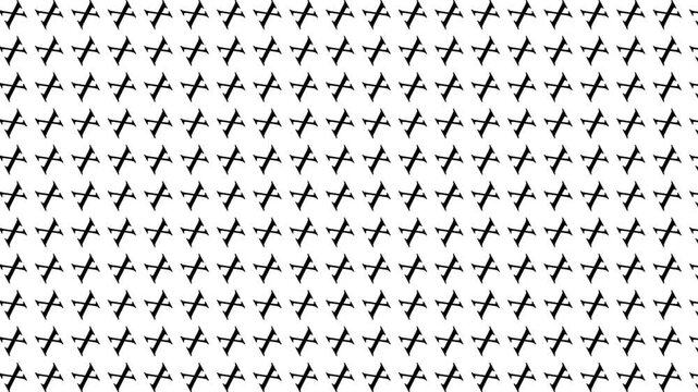 Black pattern of stylized letter a on a white background in a repeating and seamless design