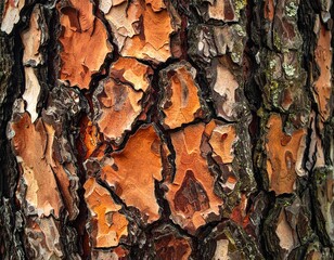 Closeup of Tree Bark Texture Brown Orange and Gray