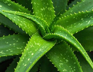 Closeup of Vibrant Green Aloe Vera Plant