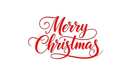 Fototapeta premium Elegant red script text reading Merry Christmas against a clean white backdrop.