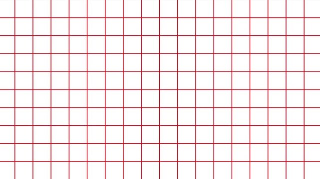 A detailed view of a white background with a red grid pattern forming many squares and rectangles