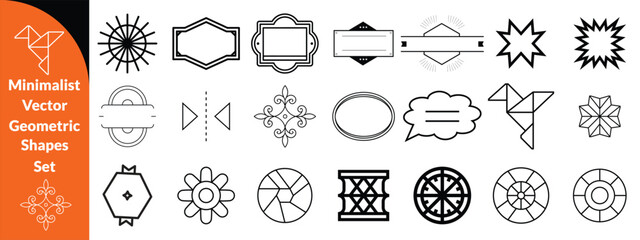 Minimalist Vector Geometric Shapes Set. Modern Symbols, Labels and Icons. Stars, Flowers and Circles with ZigZag Edge. Big set Design .