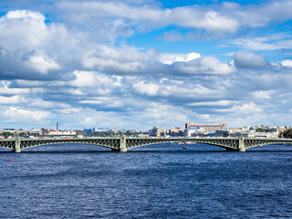 view of Trinity Bridge in Saint Petersburg city