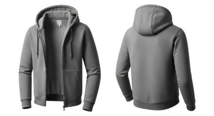 Gray hoodie mockup, front and back views