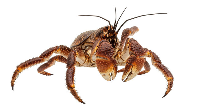Isolated Coconut crab in natural environment, close-up studio shot of wildlife, unique sea creature