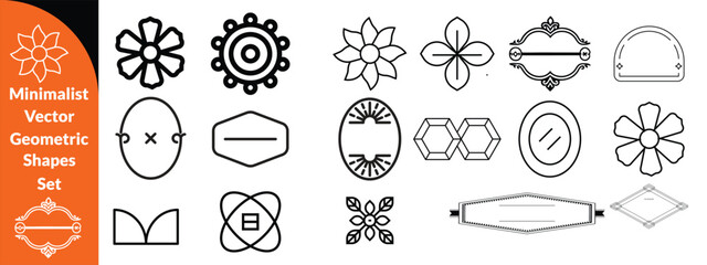 Minimalist Vector Geometric Shapes Set. Modern Symbols, Labels and Icons. Stars, Flowers and Circles with ZigZag Edge. Big set Design .