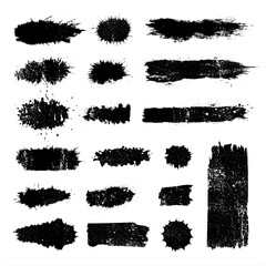 Vector grunge texture shapes, black distressed design, isolated on white 
