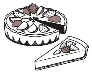 Handdrawn illustration of a strawberry tart