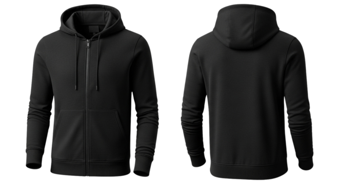 Black hoodie front and back view