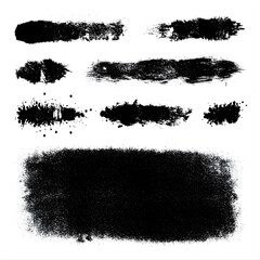 Vector grunge texture shapes, black distressed design, isolated on white 
