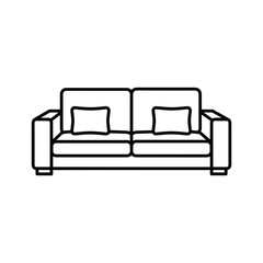 Line art illustration of a sofa with cushions