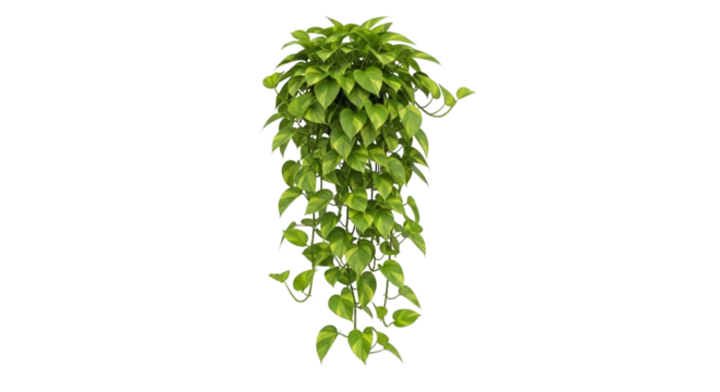 Trailing pothos plant vibrant foliage hanging greenery decor on transparent background