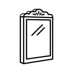 Outline illustration of an ornate mirror