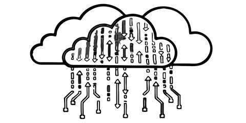 3D Render of Glowing Cloud with Digital Data Flow — Cloud Computing, Data Transfer, and Technology Concept with Background Removed