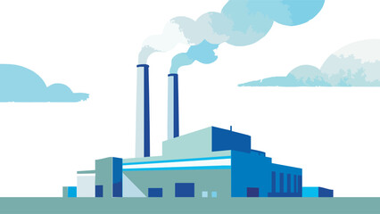 Obraz premium Bold industrial plant vector artwork offers a striking visual for energy, environment, or manufacturing concepts with clean, modern design elements