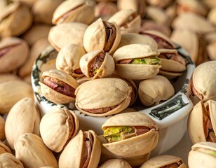 Closeup of Pistachios in a Small Bowl