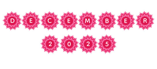 A beautiful pink neon floral typography artwork displaying “December 2025” with an elegant glowing flower frame on Transparent background. Ideal for festive designs, holiday greetings