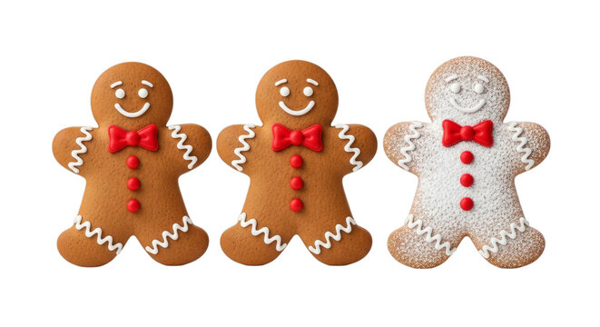 Festive gingerbread men cookies holiday baking christmas time on transparent background - Powered by Adobe