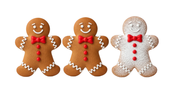 Festive gingerbread men cookies holiday baking christmas time on transparent background