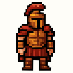 Pixel Art Spartan Warrior – Ancient Greek Soldier Retro Sprite
