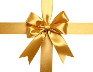 Glistening gold satin ribbon tied into a classic bow on black