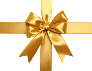 Glistening gold satin ribbon tied into a classic bow on black