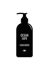 Ocean safe sunscreen bottle on transparent background