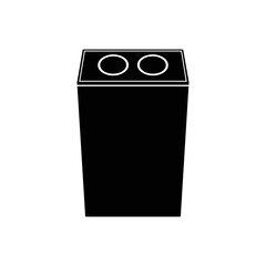 Waste bin with two circular openings for recycling and trash  