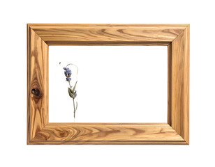 Rustic wooden frame with a single delicate blossom