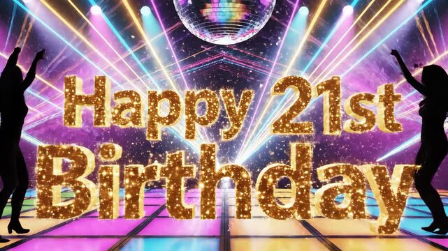 Celebrate a Milestone Happy 21st Birthday with Glitter and Disco Lights