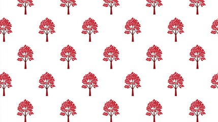 Minimal Red Tree Pattern on White Background, Ideal for Wallpaper, Poster, and Decorative Design Projects