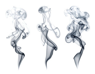 Three wisps of translucent gray smoke swirling upwards