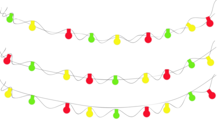 Colourful lamp, LED border decoration, holiday card background, party design, transparent vector, winter celebration banner, happy new year 2026.