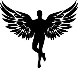 Flying human silhouette with wings for empowerment and achievement theme