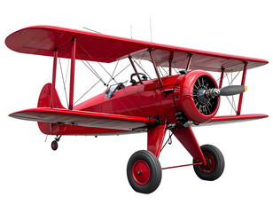 Vibrant red biplane, a classic aircraft with two wings