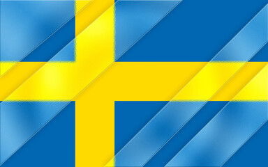 Obraz premium Geometric abstraction of the Swedish flag using textured blue and yellow planes evokes a modern and artistic representation of national identity with a focus on sharp lines and color