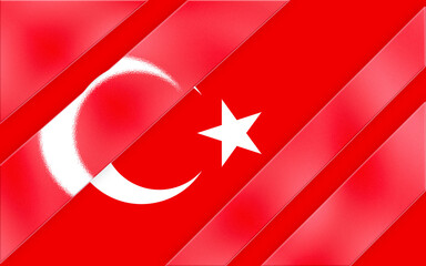 A symbolic representation presents a stylized design featuring the crescent moon and star against a vibrant red background, creatively sectioned by diagonal bands, evoking a sense of