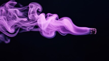 A striking image of purple smoke swirling gracefully against a dark background, creating an ethereal and captivating visual effect.
