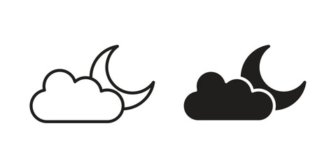 Cloud moon icon in simple modern vector format. EPS icon pack