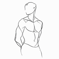 Minimalist line art of male body and torso contour, elegant hand-drawn vector for fashion, beauty, or modern interior design