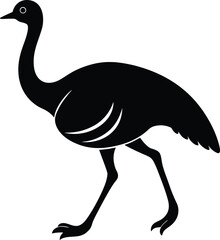 Emu running silhouette icon for sports and wildlife themes