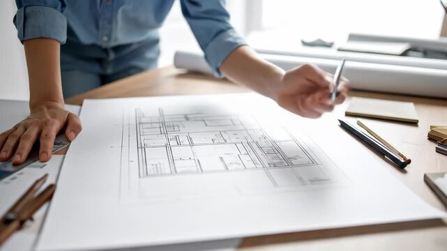 Architectural Design Process - Blueprint Creation and Technical Drawing.