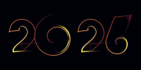 Elegant Glowing 2026 Year Illustration on Black Background