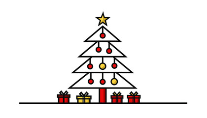 Minimalist Christmas Tree Icon with Gifts Simple Holiday Decoration Vector Graphic