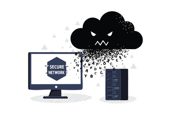 Digital security under attack a conceptual illustration of data vulnerability and network protection against menacing cloud threats