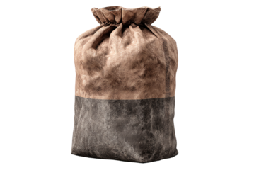 Rustic Bag of Treasures: A vintage burlap sack, tied securely at the top, evokes a sense of anticipation and the allure of secrets within.