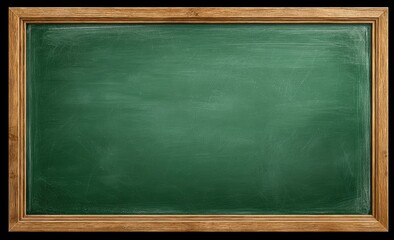 Green chalkboard with a wood frame on black background
